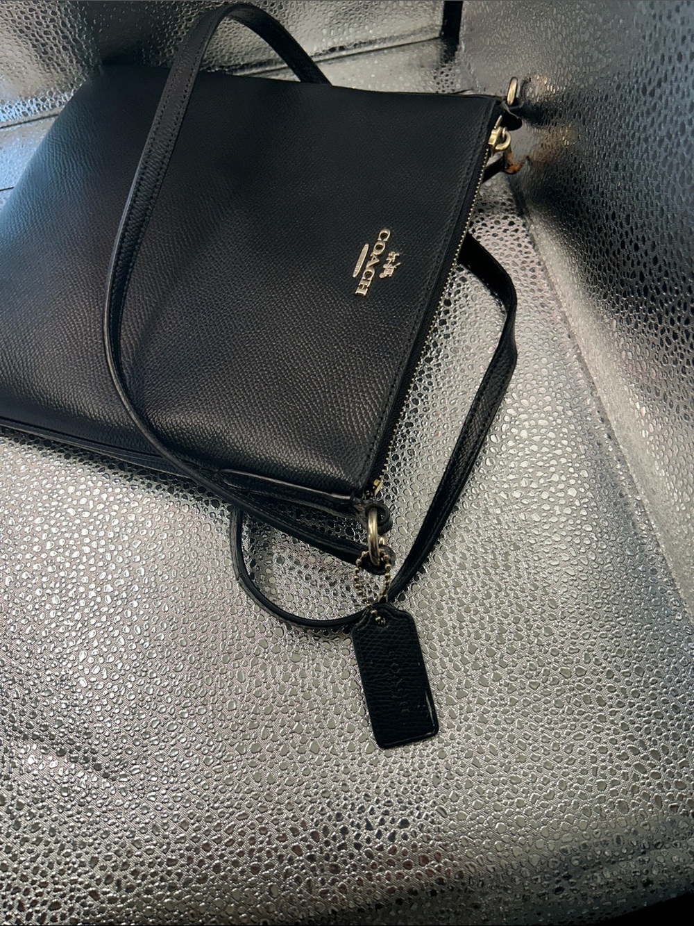 Coach Black Pebbled Leather Crossbody with Gold Hardware - Picture 4 of 5